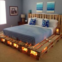 Кровать из паллет с подсветкой КРО15